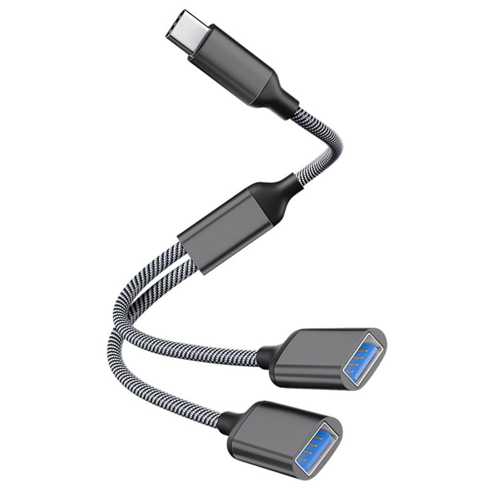 USB C Male to Dual USB Female Adapter, USB C to USB Splitter, Type C to USB A OT