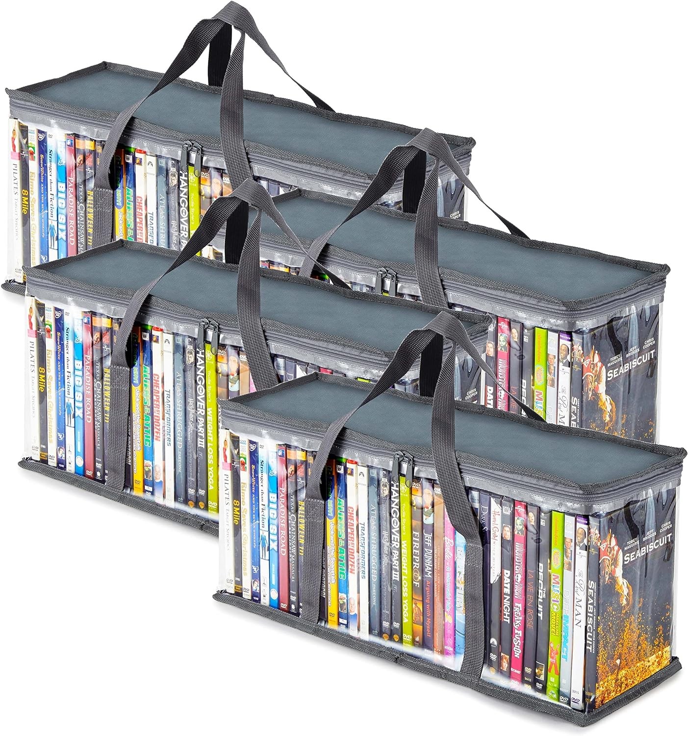 Stock Your Home DVD Storage Bags (Set of 4) Media Organizer Bag 4 Pack, Gray 