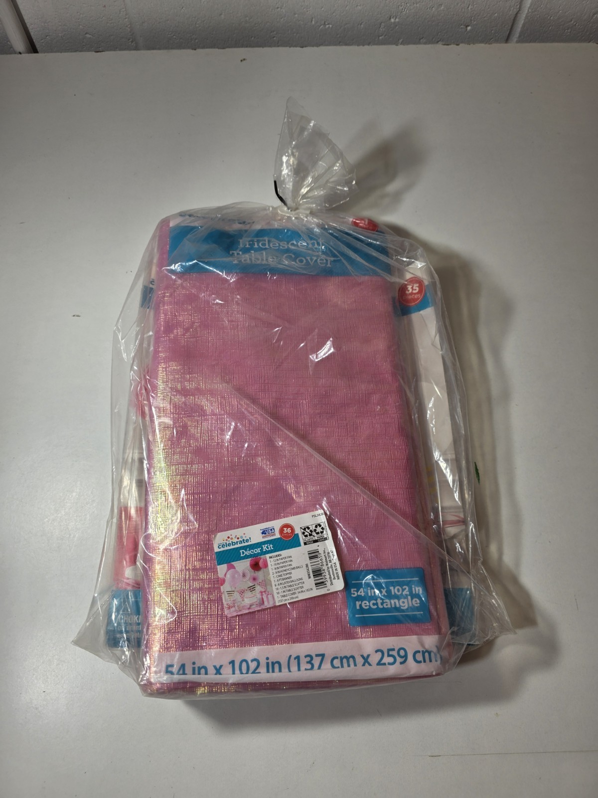 NEW Iridescent Pink Tablecloth Decor Kit 54" x 102" Rectangle Party Decor 36 Pcs
