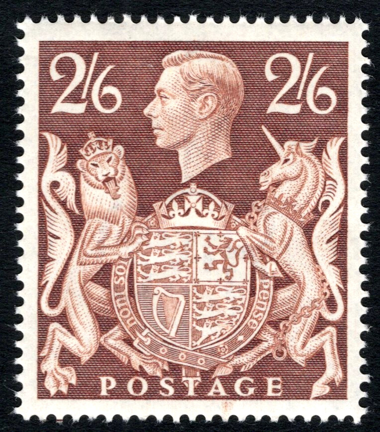 GEORGE VI NICE MINT 2/6D BROWN.