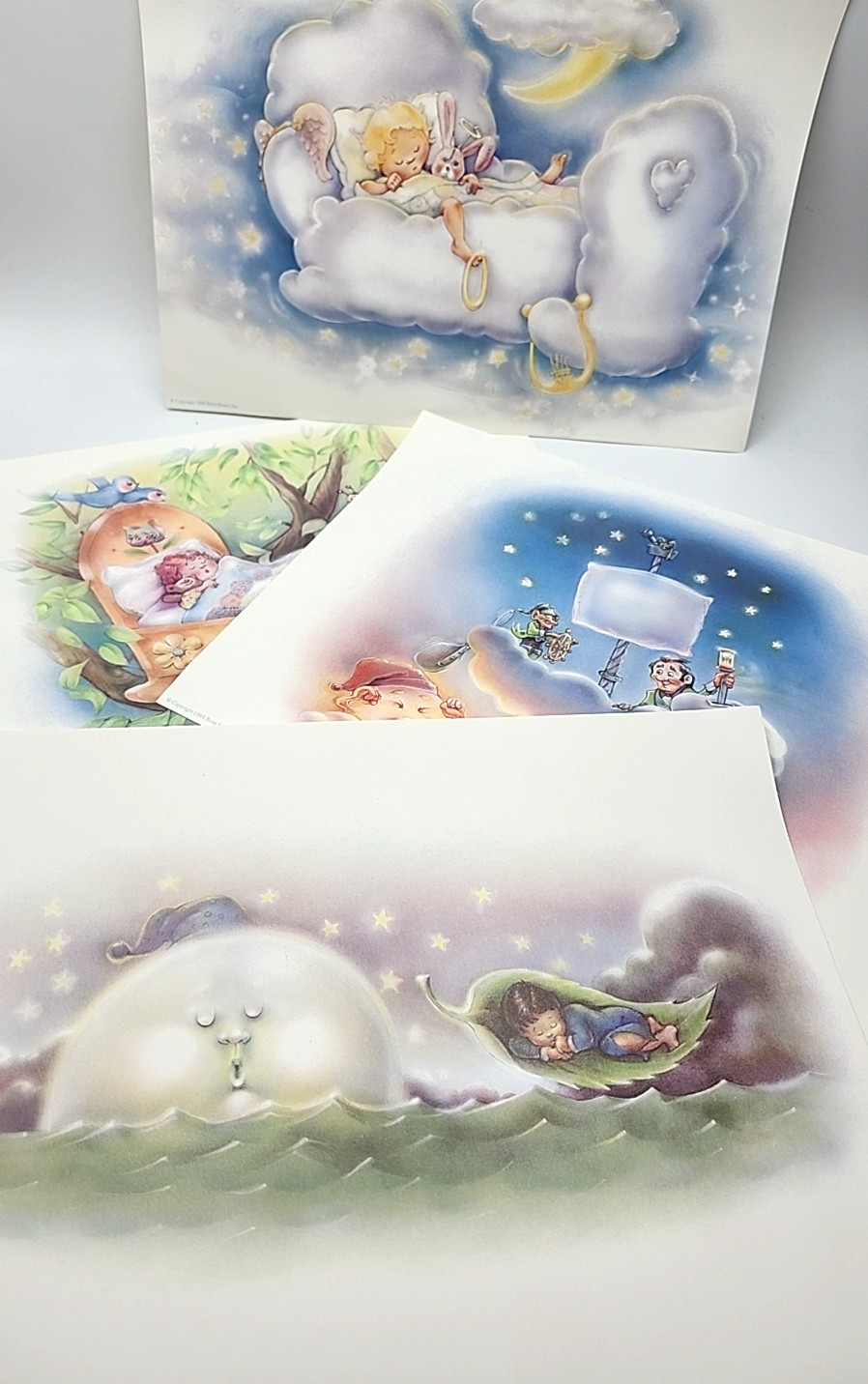 VTG Brite Dreams Baby NURSERY 4 PRINTS Posters Set 2 1988 Stardust Sandman Moon