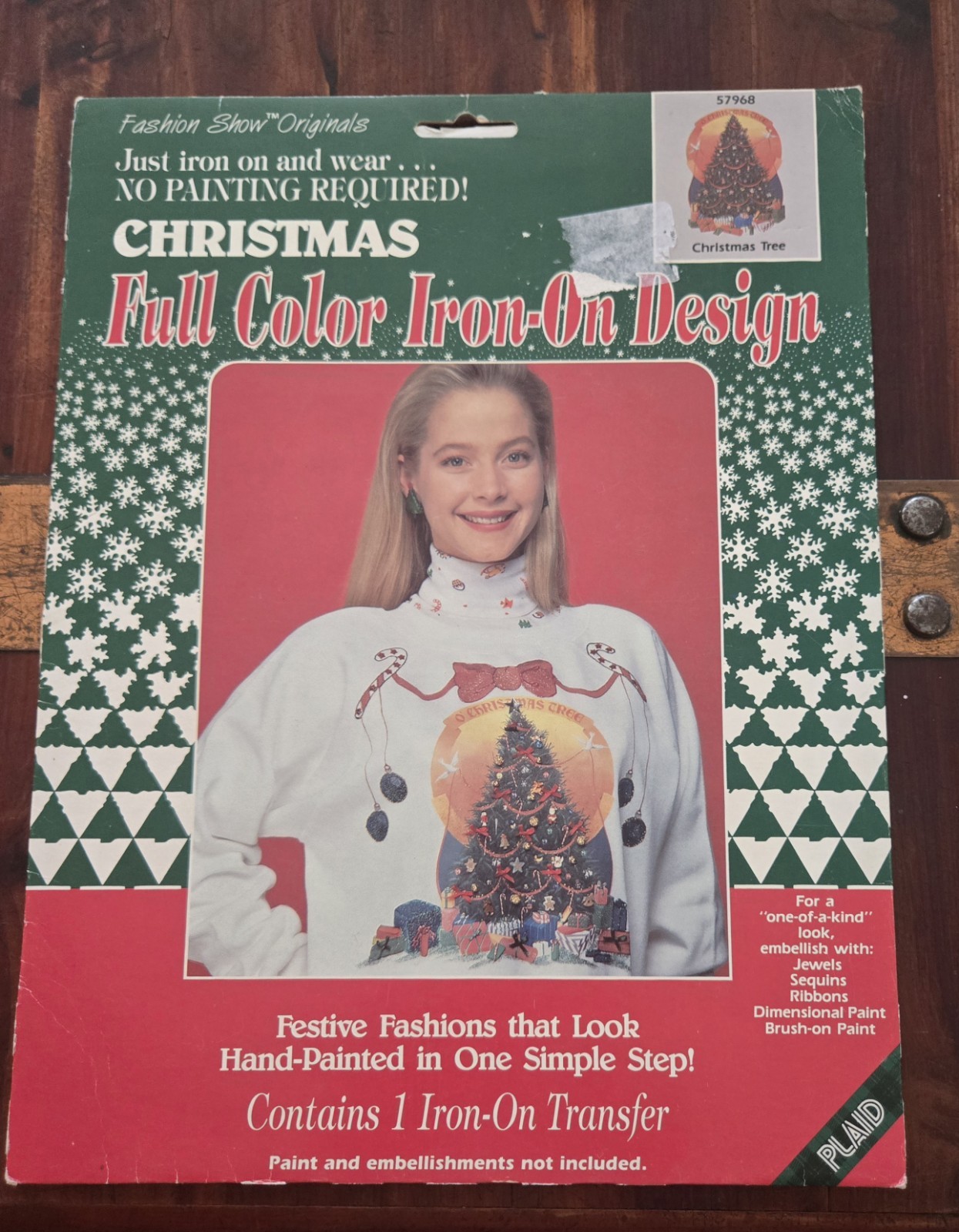 Vintage NOS Plaid Iron-On Transfer 57968 Holiday Christmas Festive Design