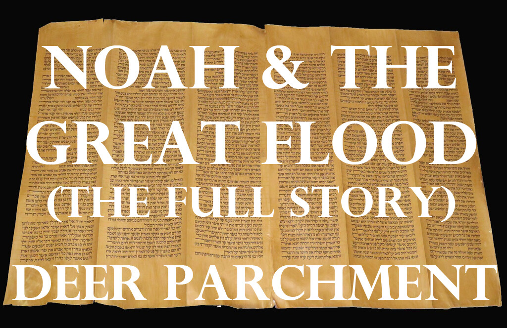TORAH SCROLL BIBLE VELLUM MANUSCRIPT LEAF 200 YRS ITALY Noah & The Great Flood.