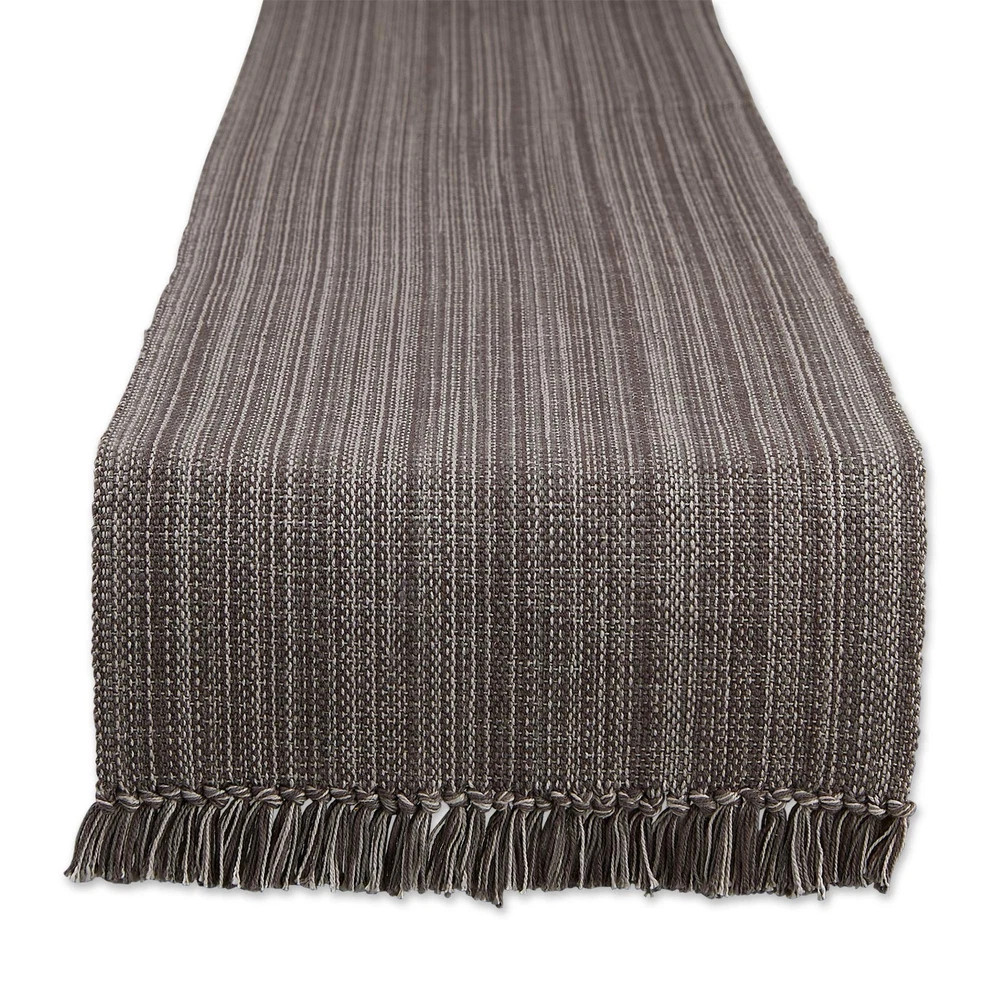 Grey 13x108 Kitchen Table Runner with Fringe for Dining Decor and Everyday