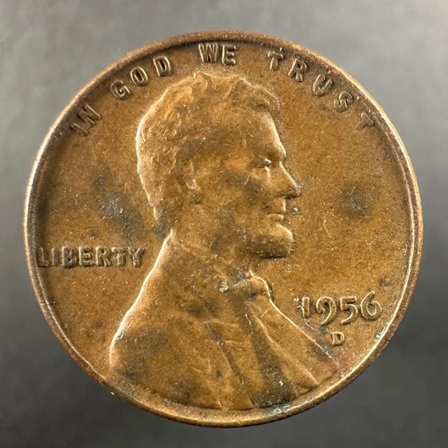 1956-D Lincoln Wheat Cent – Well-Worn Detail
