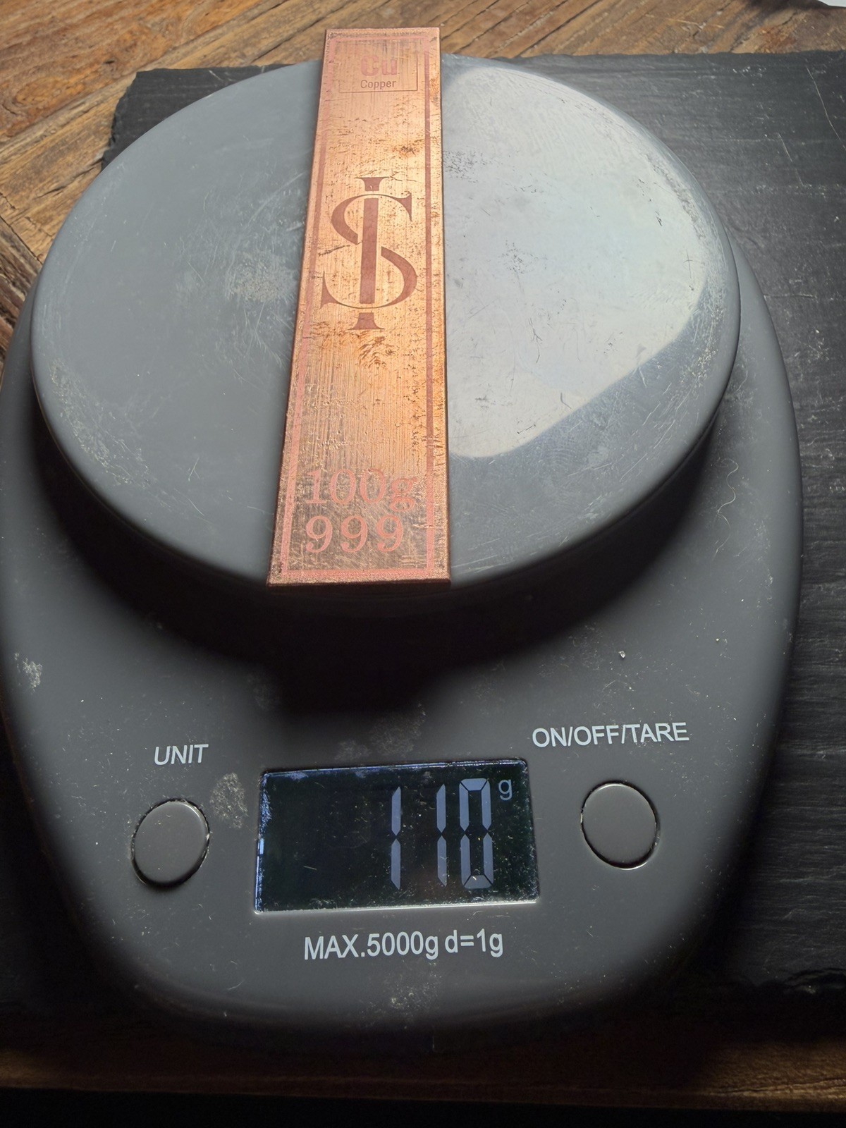 100gram 999 Pure fine Copper Bullion Bar good for stacking & investment