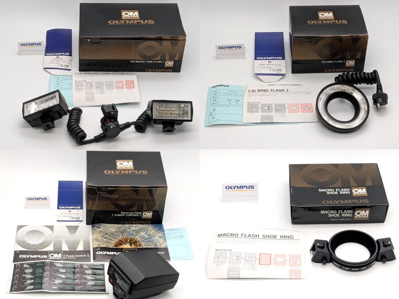 🎦[TOP MINT] Olympus T28 Twin + T10 Ring Flash etc Macro Lighting Set from Japan