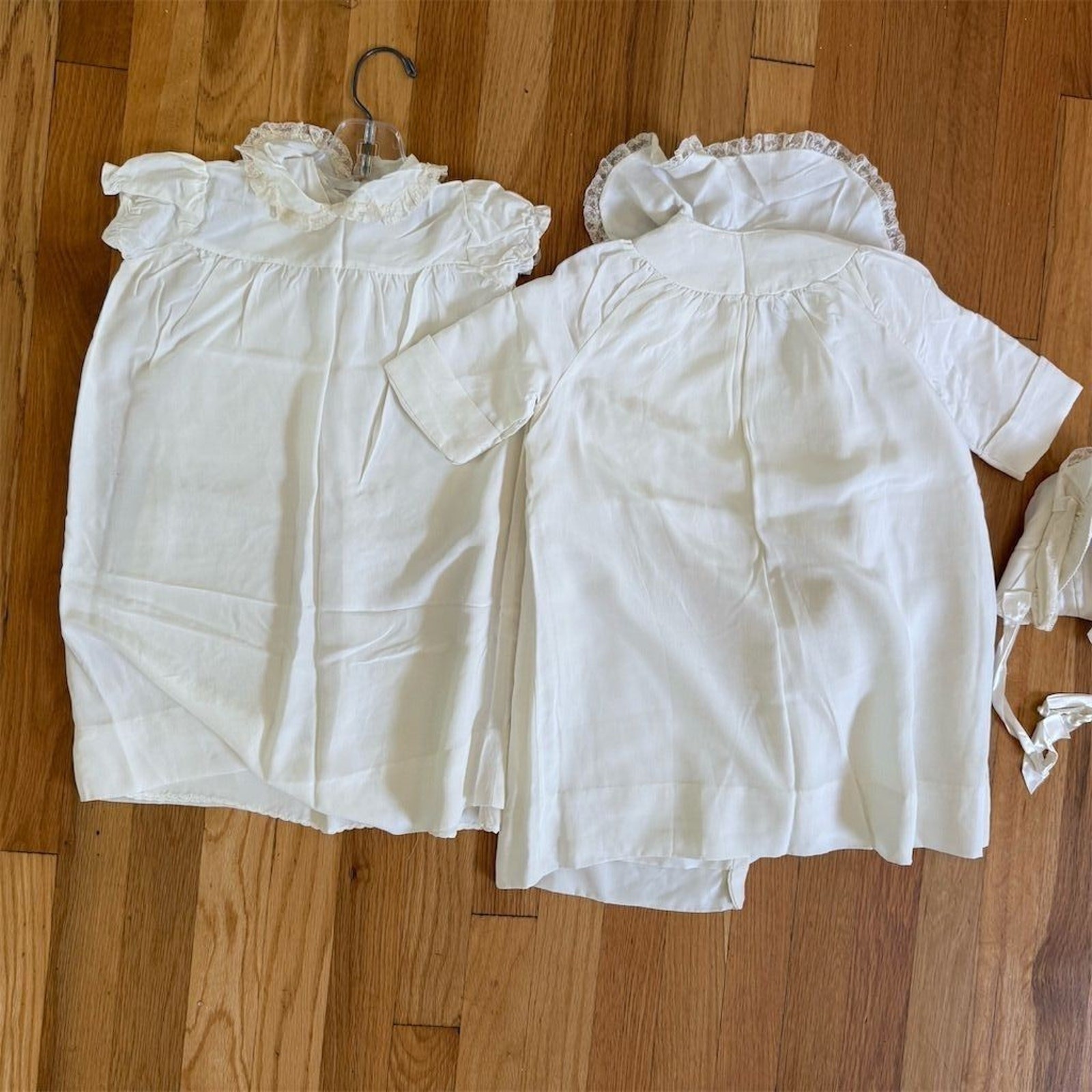 Vintage Baby Christening Dress & Bonnet Set White Ivory Unisex Heirloom