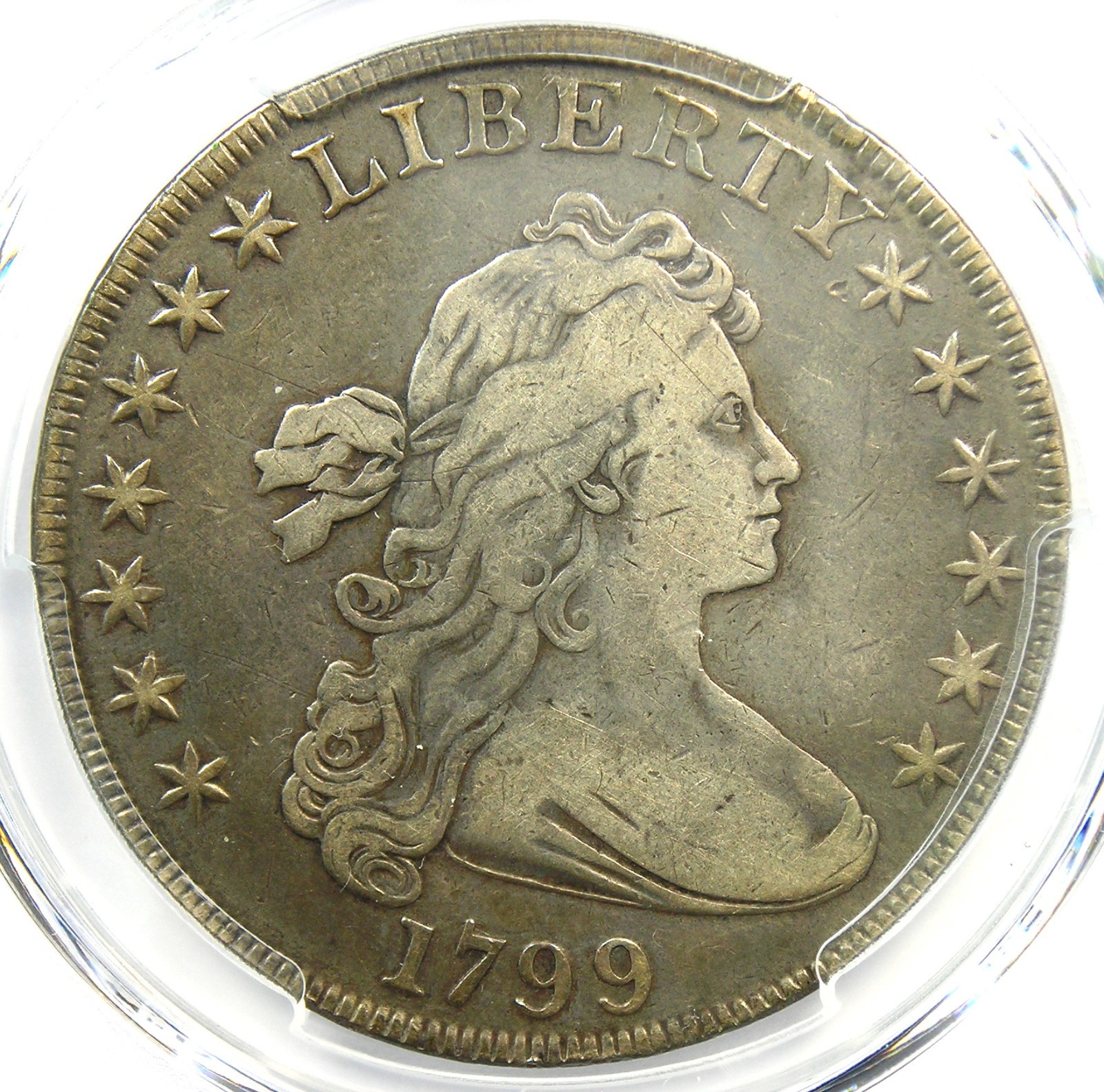 1799 Draped Bust Silver Dollar $1 Coin - Certified PCGS VF Detail - Rare Coin