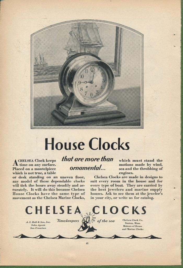Magazine Ad - 1928 - Chelsea Clock Co. - Boston, MA