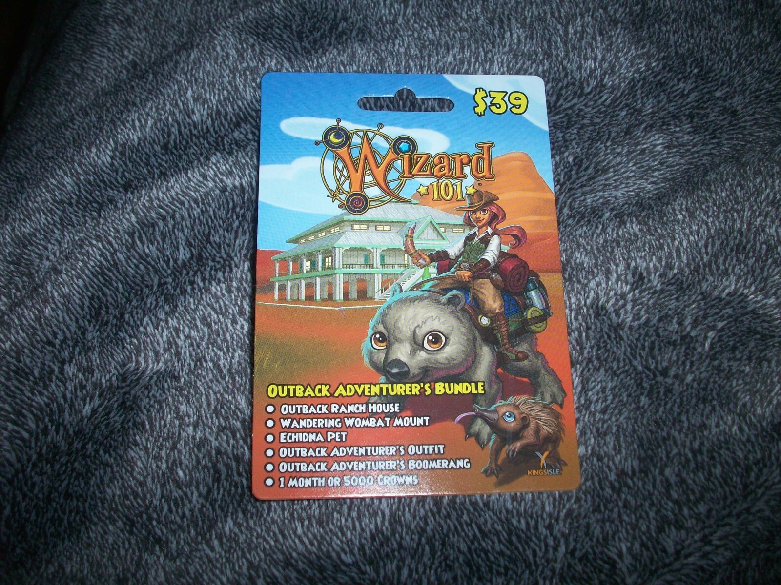 new Wizard 101 Outback Adventurer's Bundle Game Card Crowns Wombat Mount Ranch