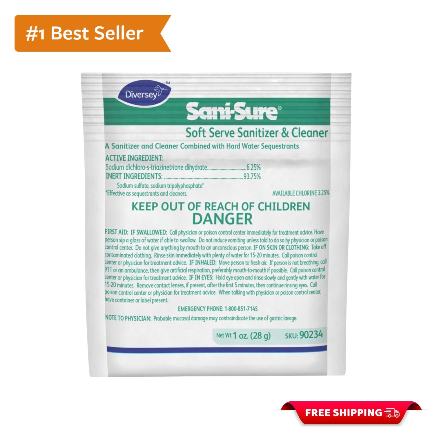 EPA Registered Soft Serve Sanitizer & Milkstone Remover - 1oz Pre-Measured Pouch