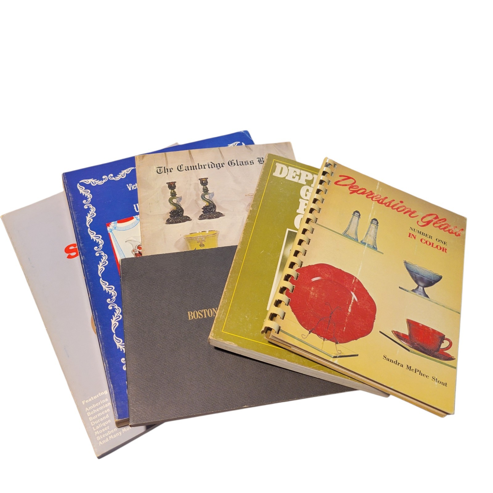 Vtg 70's Decorative Glass Guide Books Lot of 7 Depression Art Sandwich Boston