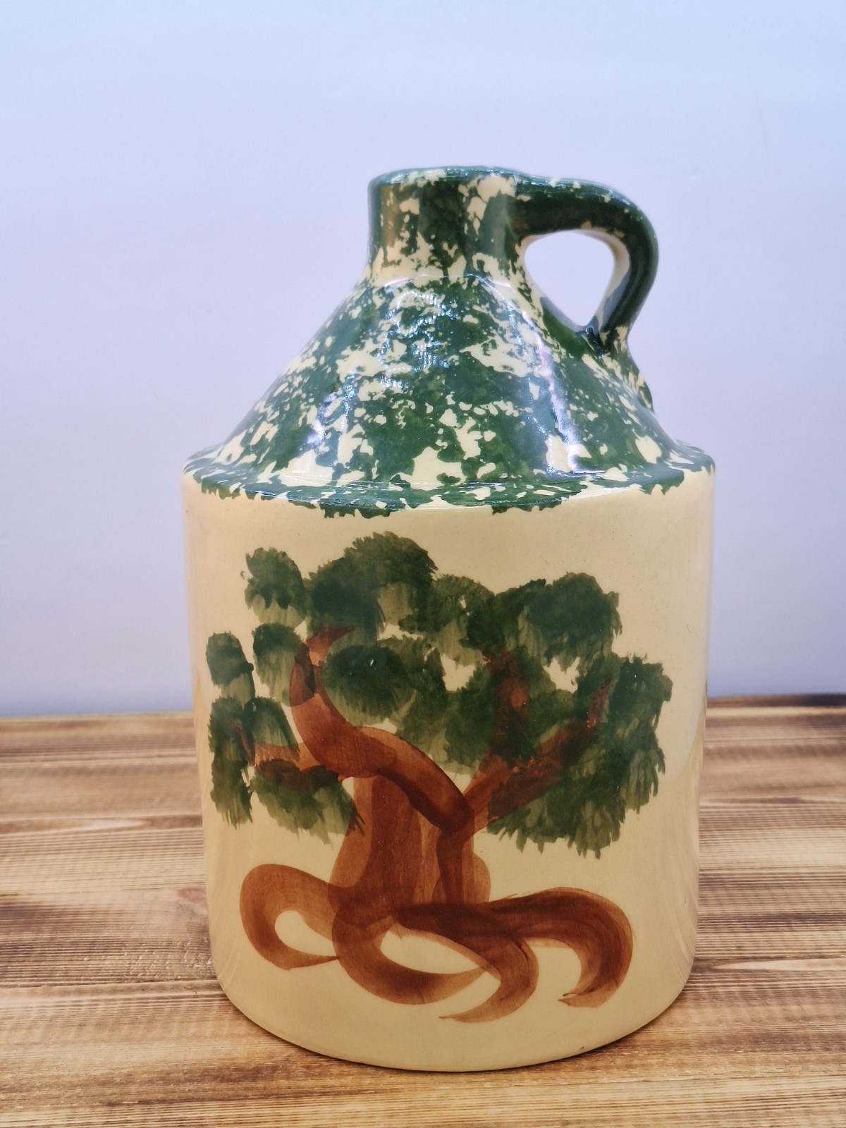 Alpine 2010 Roseville Ohio Jug Farm Apple Tree Design green Spongeware 8" 884#