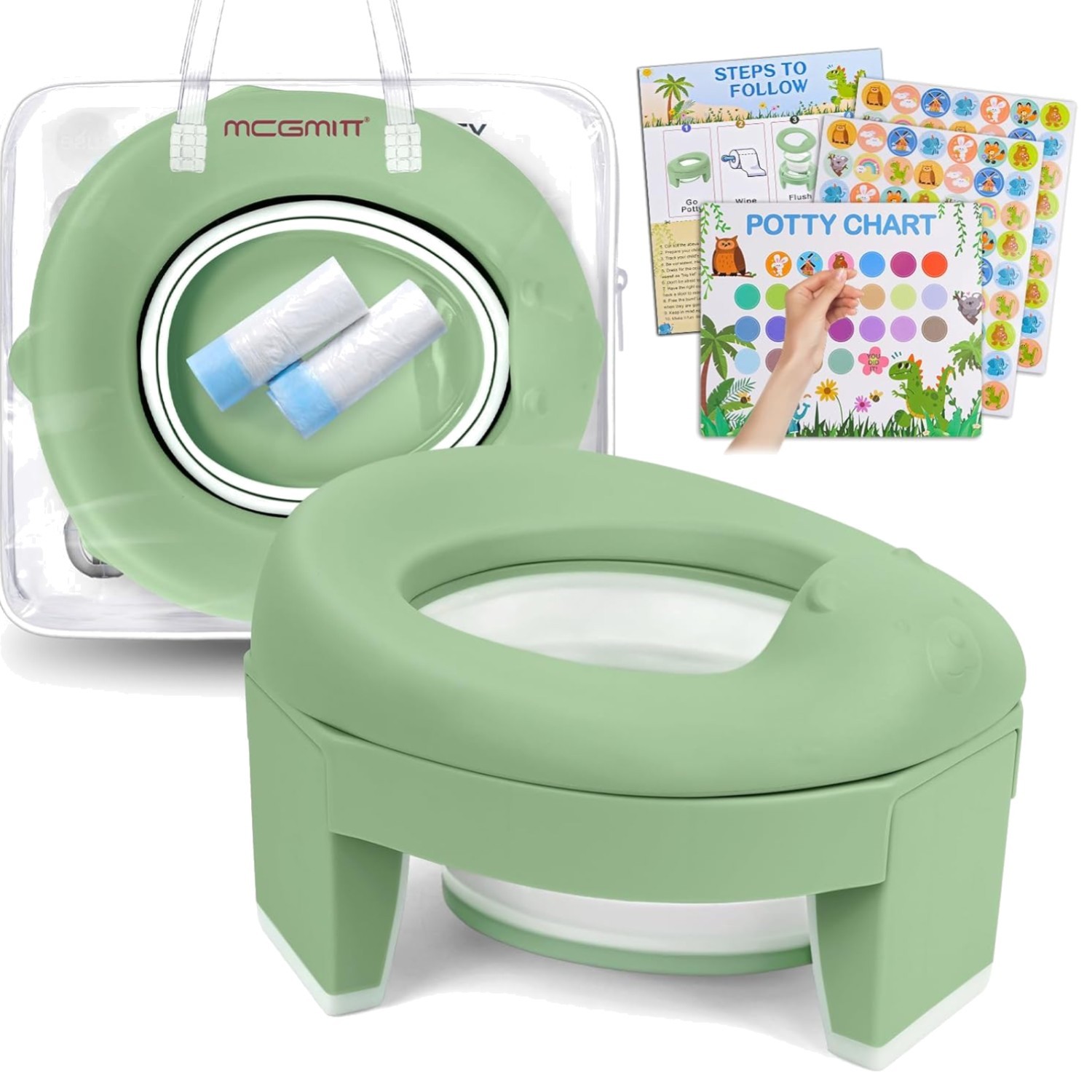 Portable Toddler Potty Seat Foldable Travel Toilet with Storage for Kids