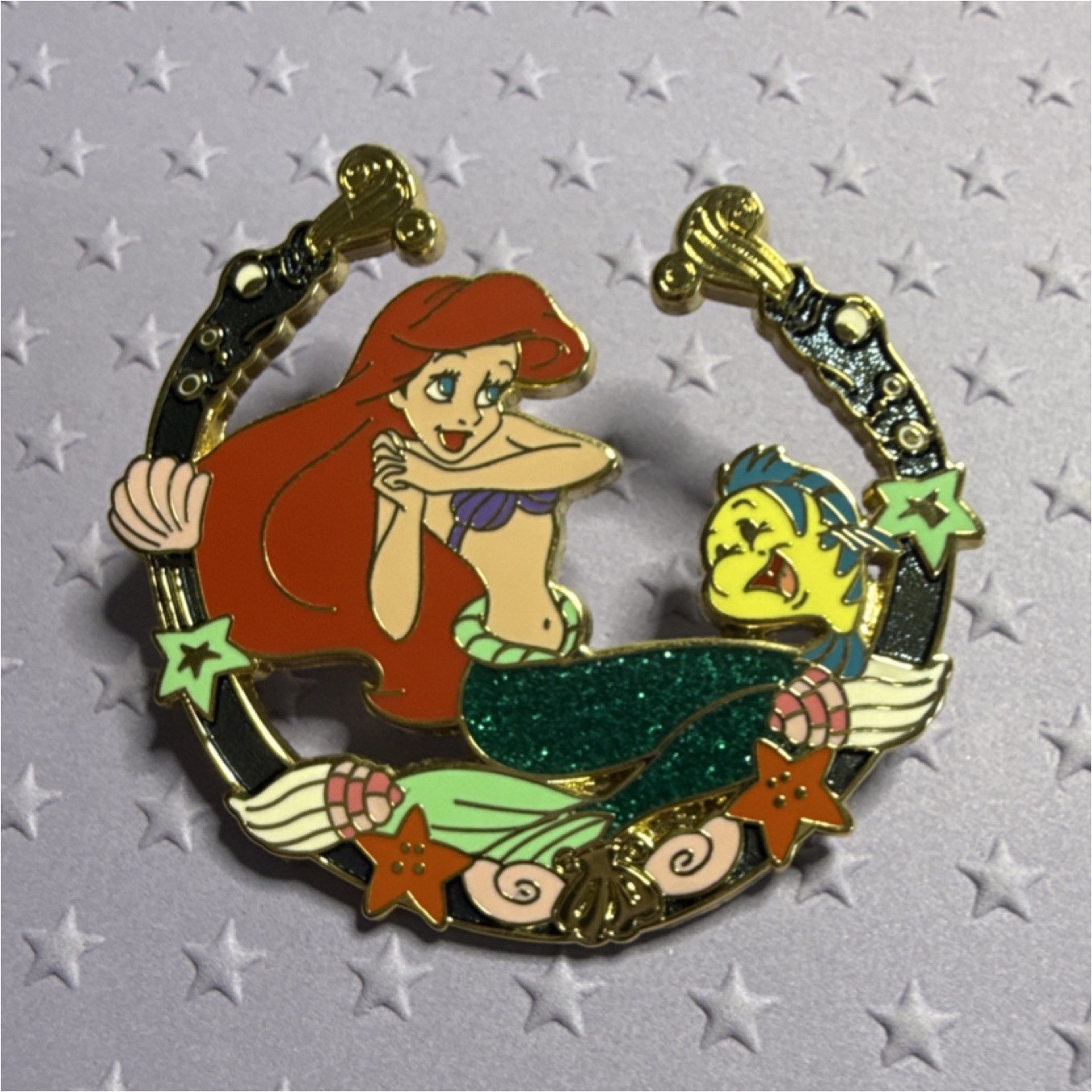 Disney The Little Mermaid Ariel & Flounder Glitter Pin Single