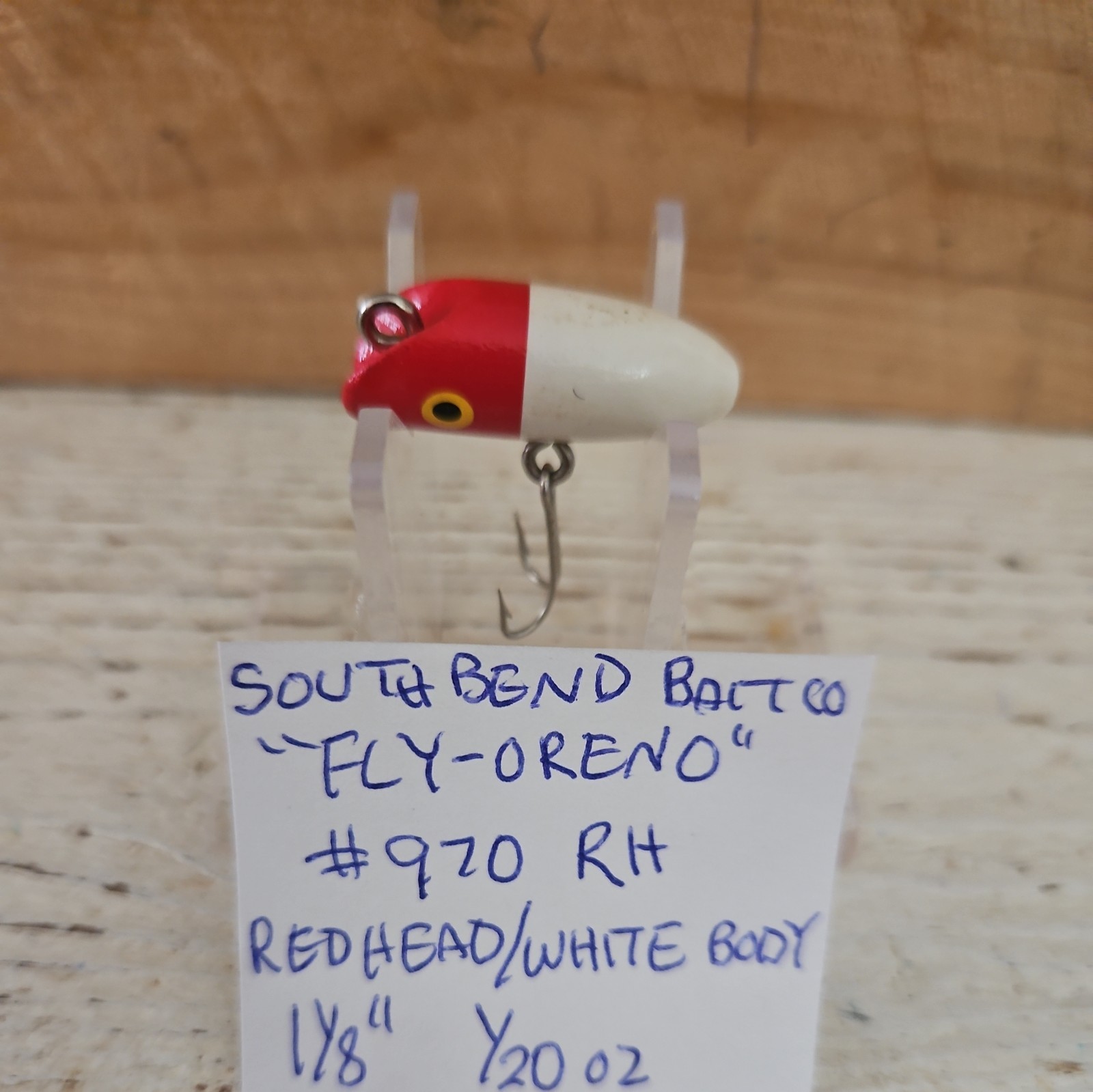 Vintage South Bend Bait Co "FLY-ORENE" #970 RH. Red Head/White Body color Lure.