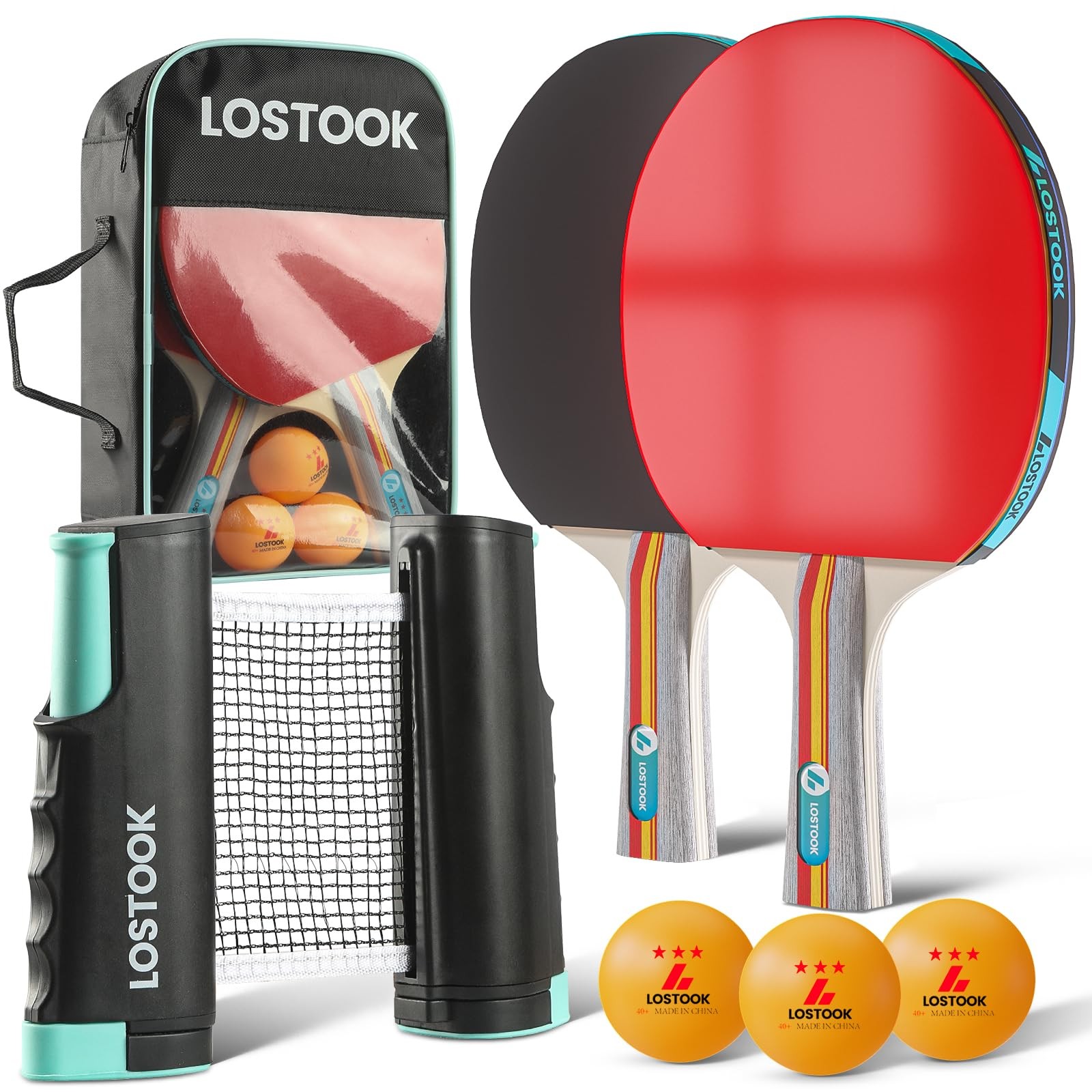 Professional Ping Pong Paddles Set of 2 with Table Tennis Rackets and 3 Star ...