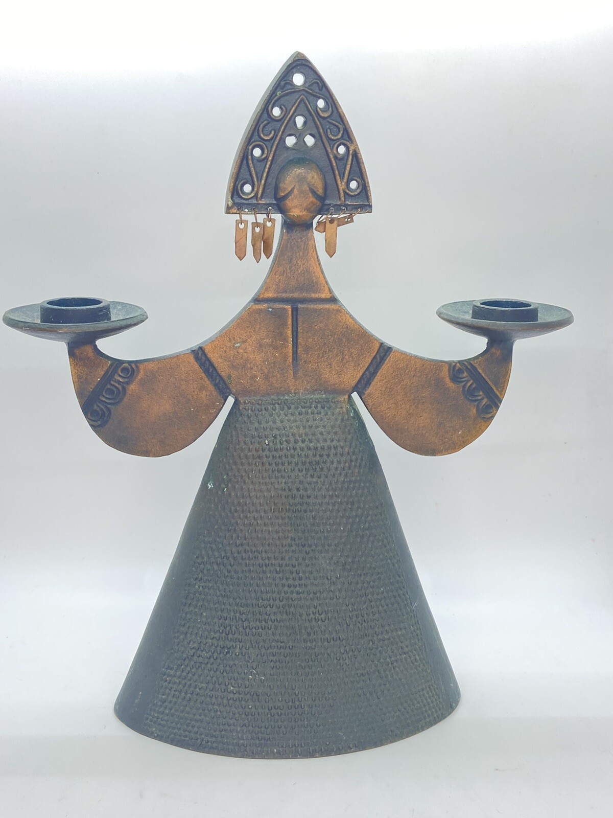 Vintage Bjorn Wiinblad Style Figural Lady Dress Candlestick Candle Holder