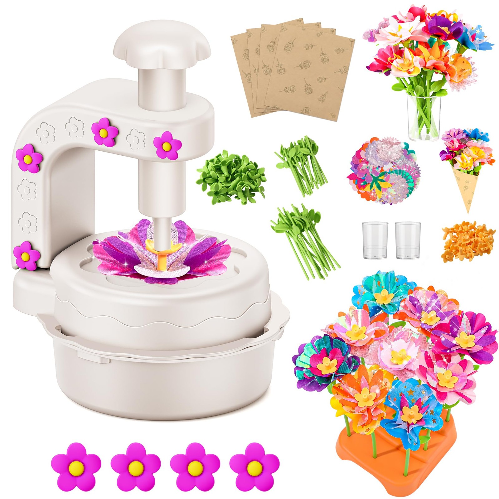 Fabric Flower Bouquets Toys,DIY Craft Kits for Kids,Arts and Crafts Toy for 3...