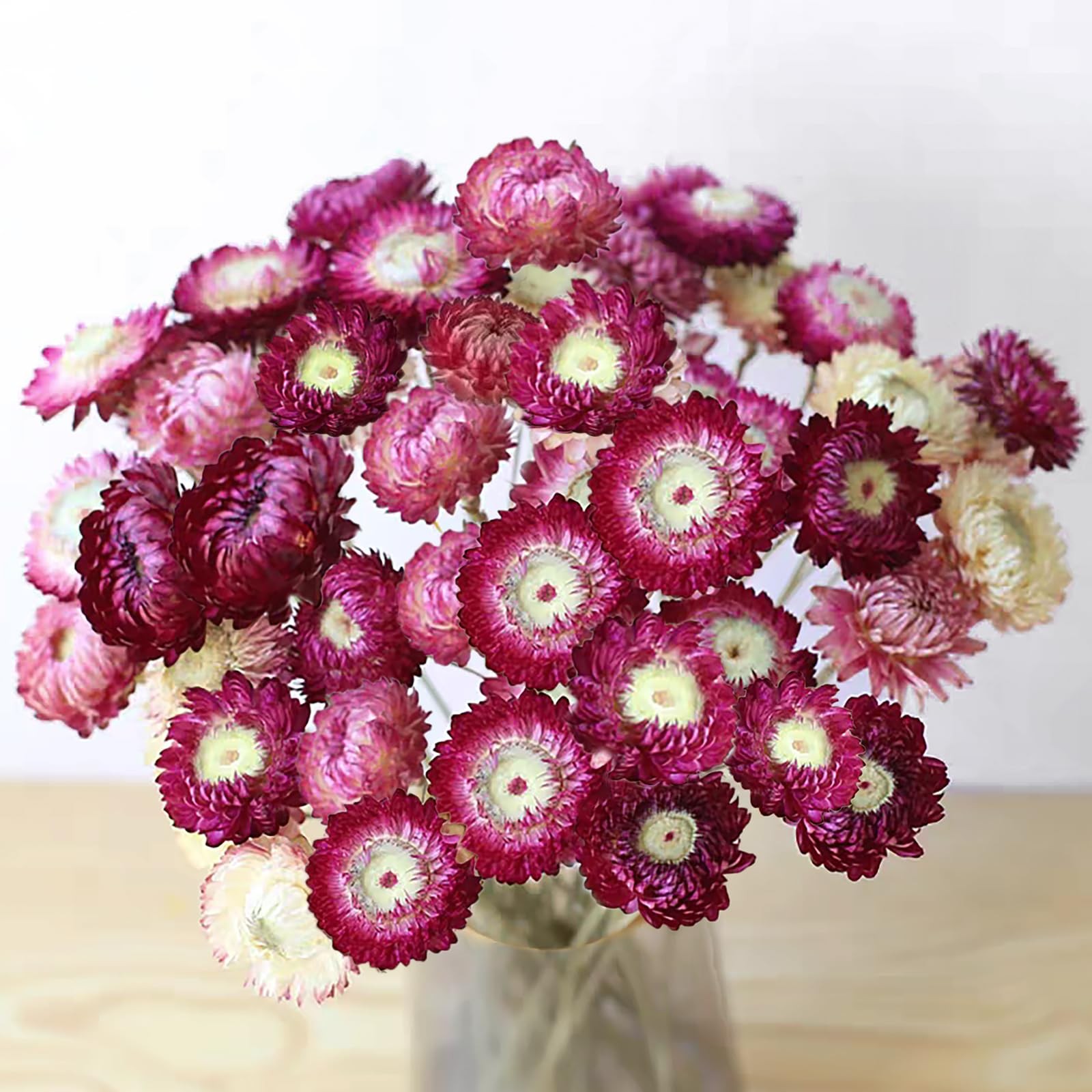 30Pcs Dried Purple Daisy Flowers Stems - Real Natural 