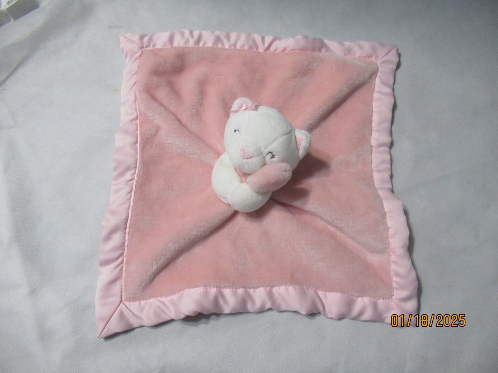 Carters Kitty Cat Kitten Security Blanket Pink Bow Plush Lovey 67359