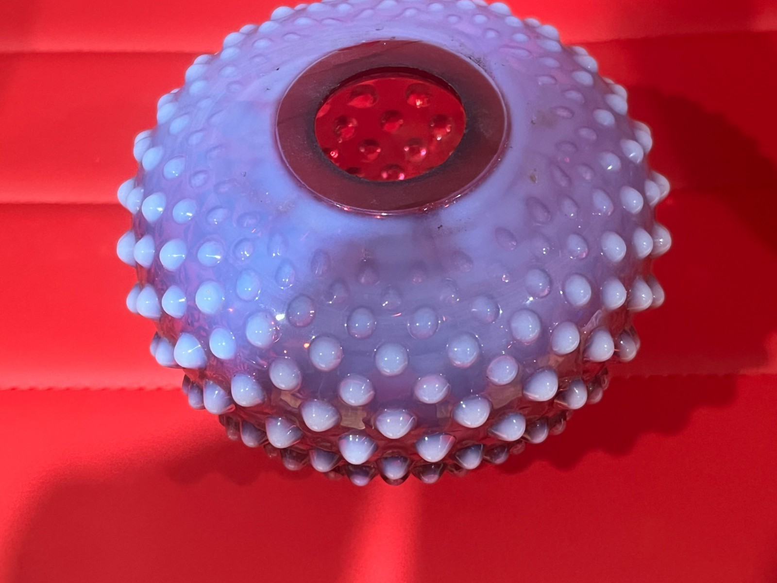 FENTON CRANBERRY HOBNAIL OPALESCENT LAMP FONT