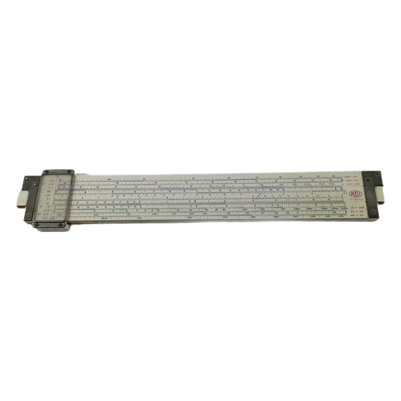 Vtg Frederick Post 1460 Versalog Slide Rule & Leather Case Hemmi Bamboo Japan