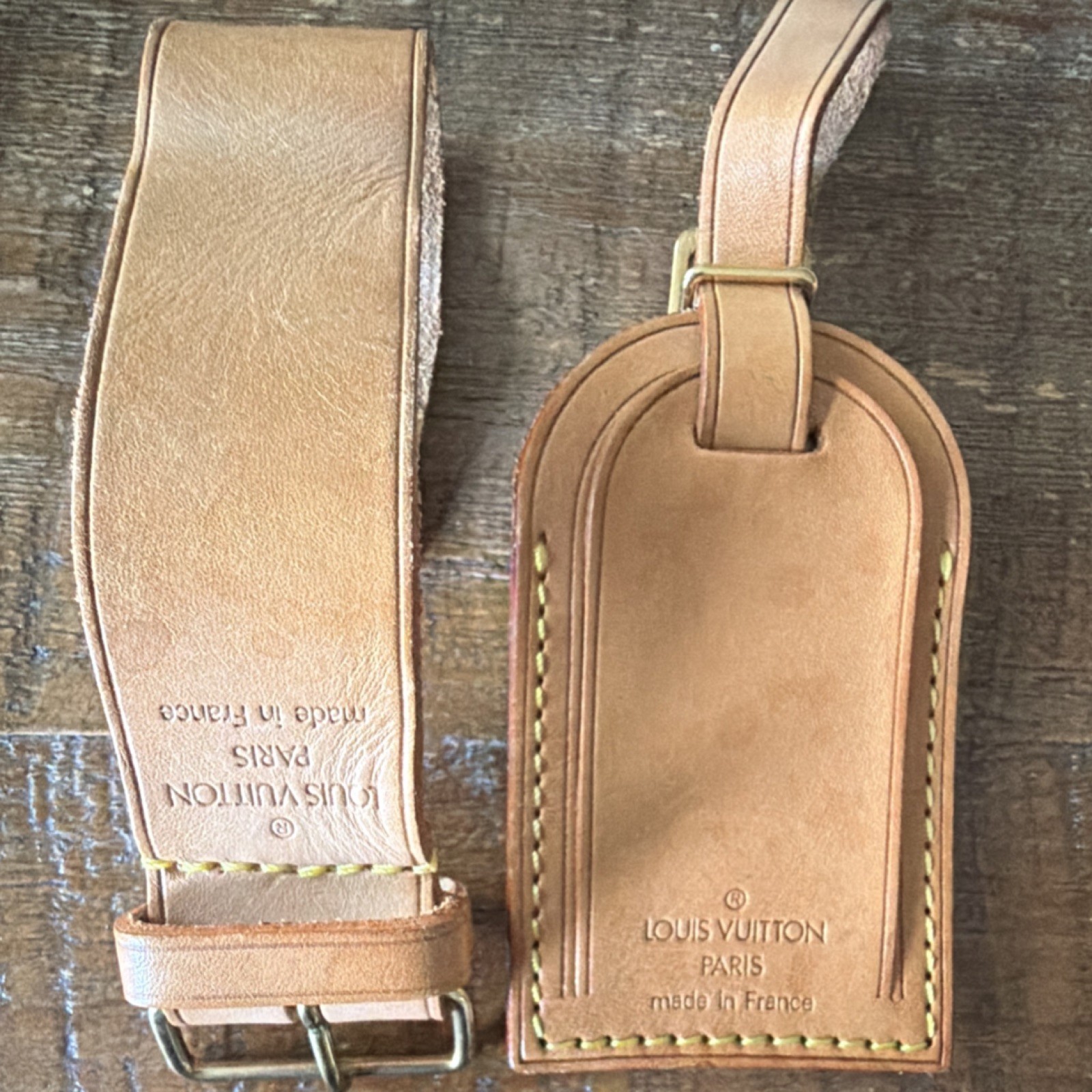 Louis Vuitton Leather Travel Luggage Tag Paris Made in France