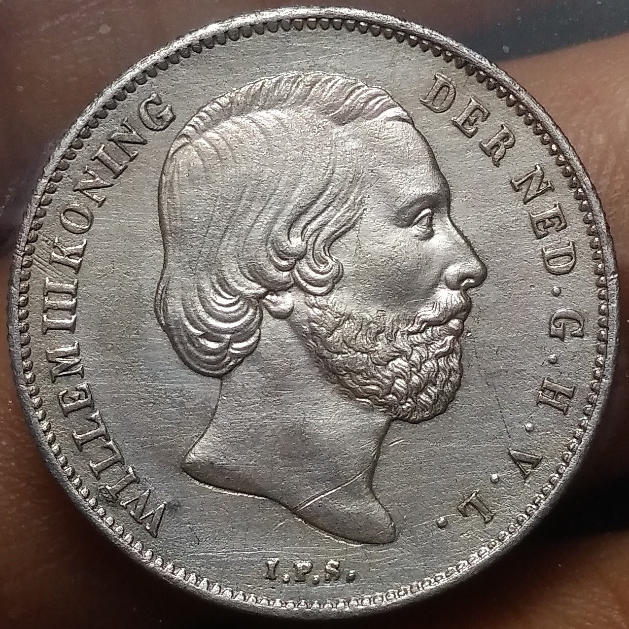 1859 Netherlands 1/2 Gulden Silver Coin. KM#92