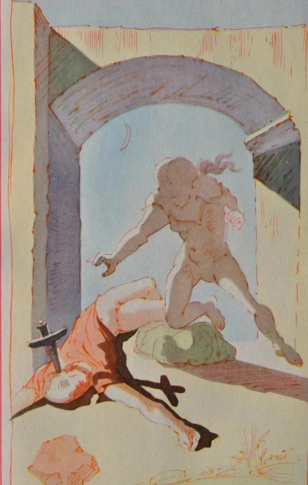 Salvador DALI : Mort pour la croix , ESTAMPE signée, 1948