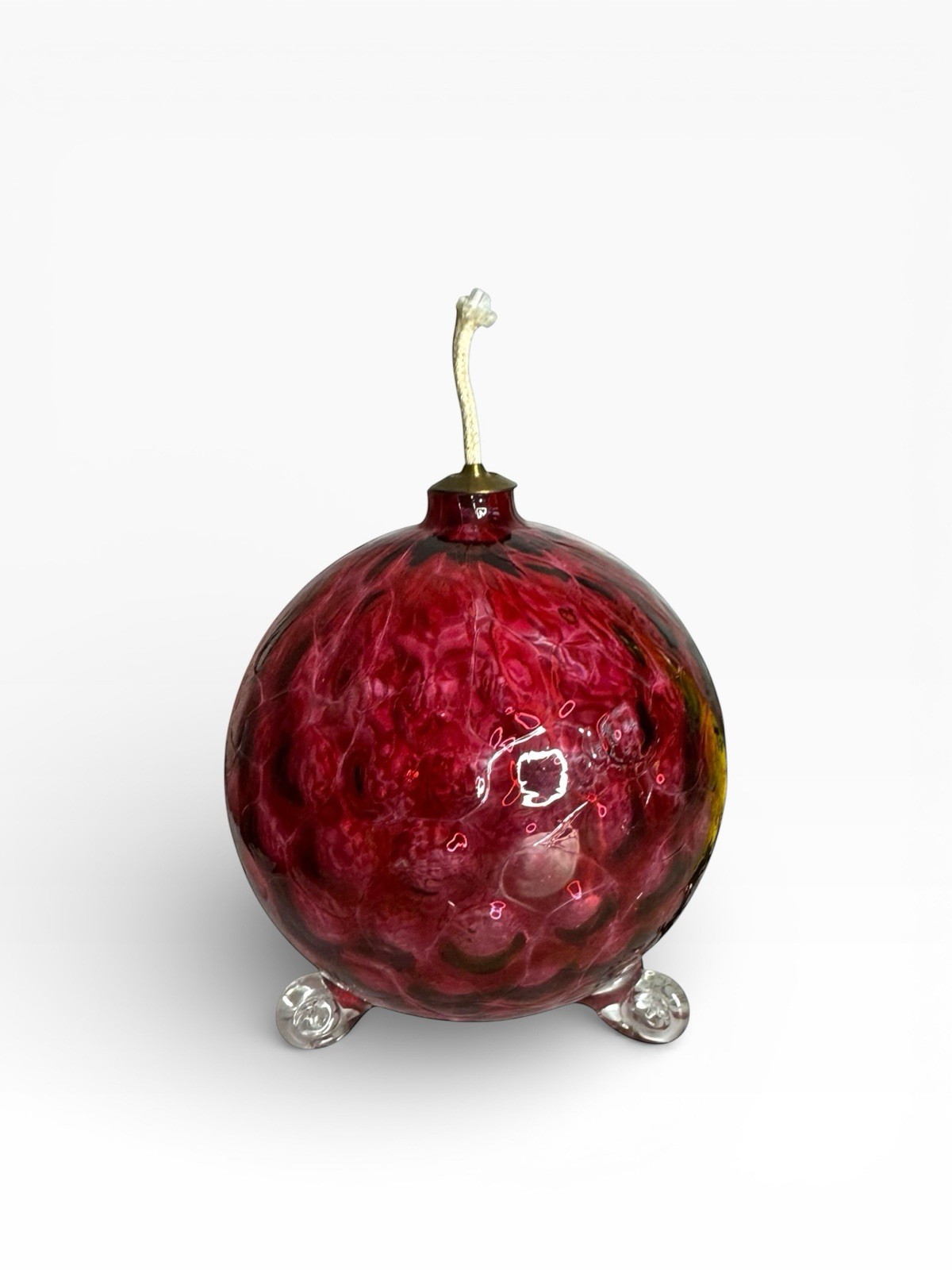 Diamond Optic Liquid Wax Oil Burner /cranberry Glass/ Italian Glass/oil Lamp