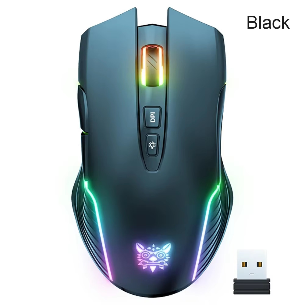 Onikuma 6400 DPI Wireless Gaming Mouse Breathing LED Optical USB 7 Buttons Pink 