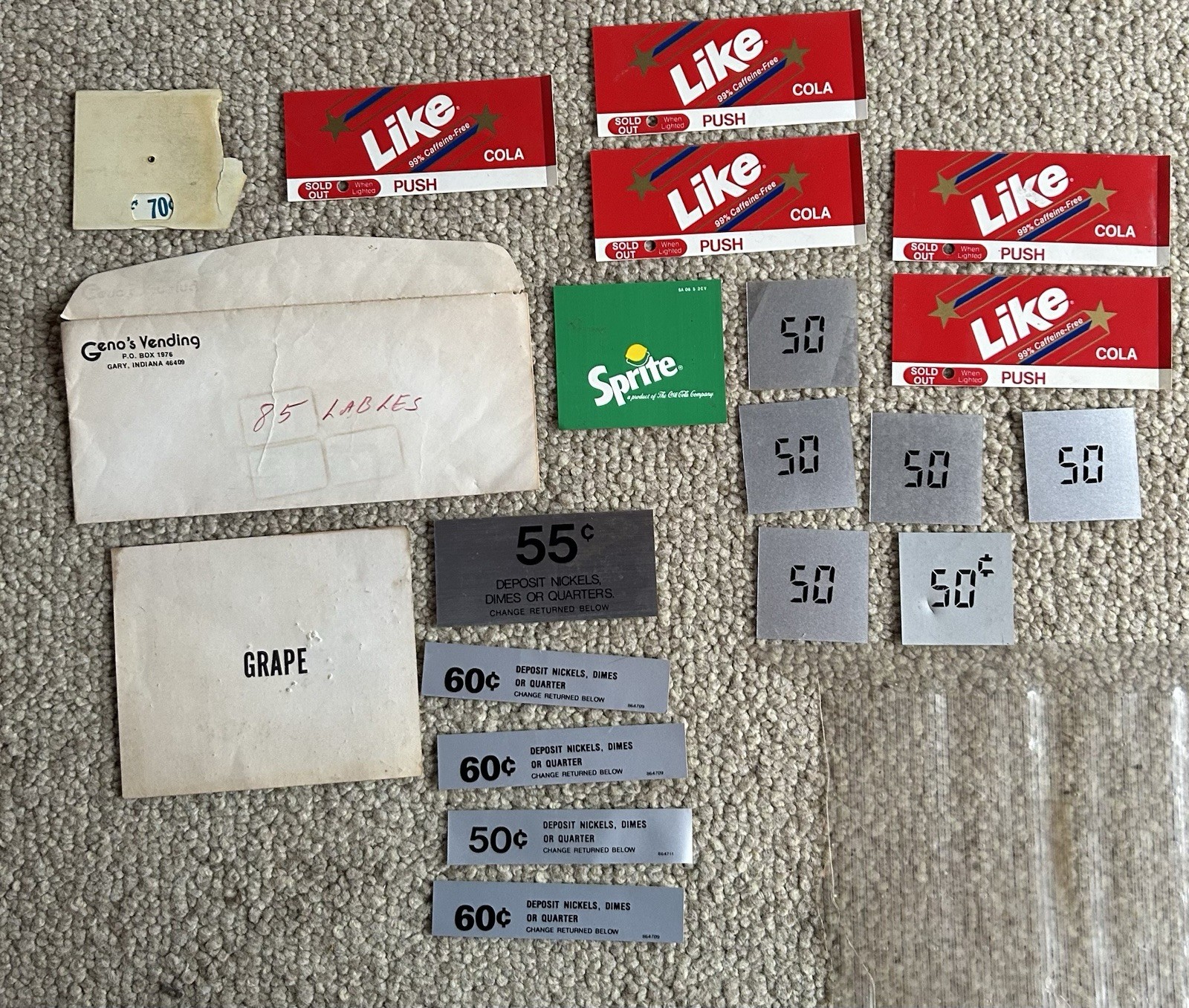 Vintage Soda Machine Plastic Paper Inserts Like Cola Sprite Price Decals Lot
