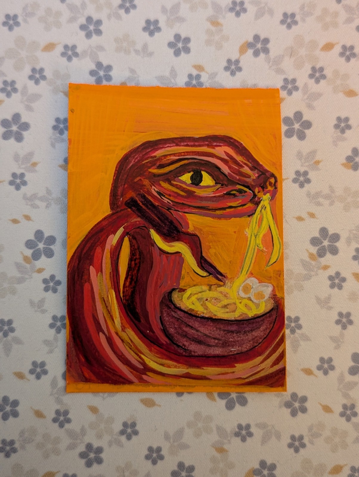 aceo original painting 2.5x3.5 Noodz Snek LCReverie. New. Shipped