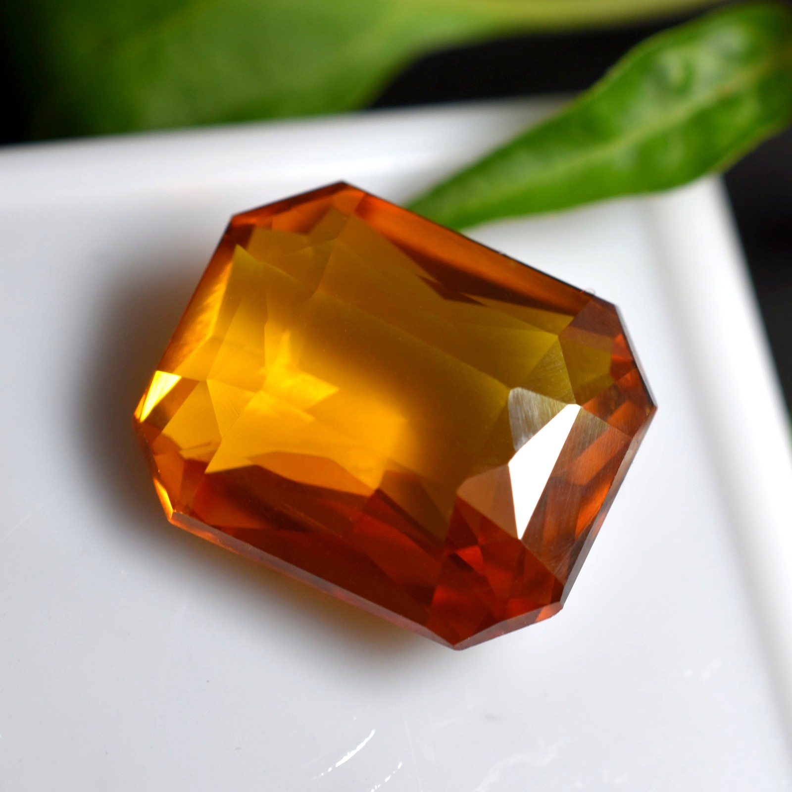 Most Demandable Orange Sapphire 12.20 Ct CERTIFIED Loose Gemstone Emerald Cut