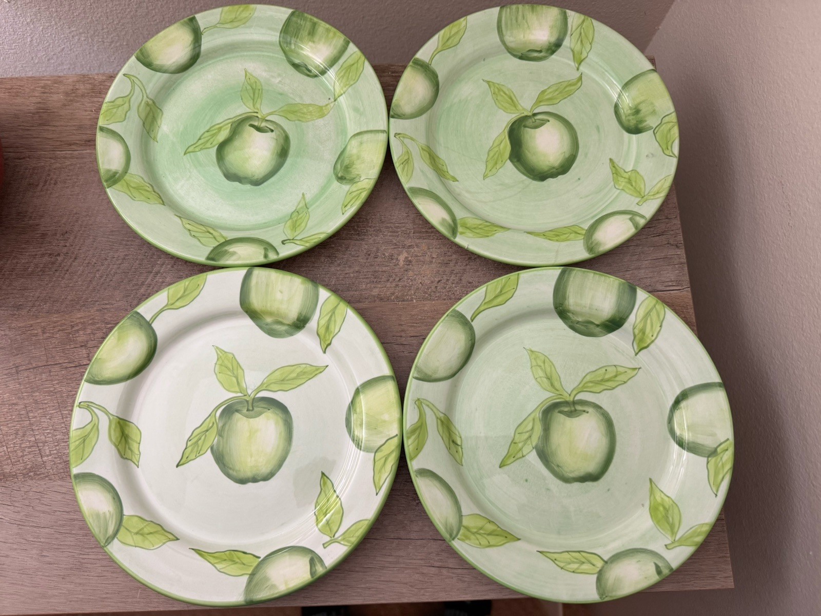 Tracy Porter Green Apple Leaf Plates Dessert Salad Fruit Set Of 4