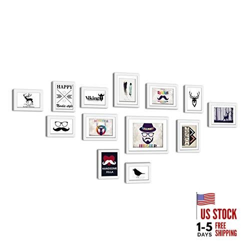 13 Piece Picture Frames Set Collage Photo Frames Wall Gallery Kit for White