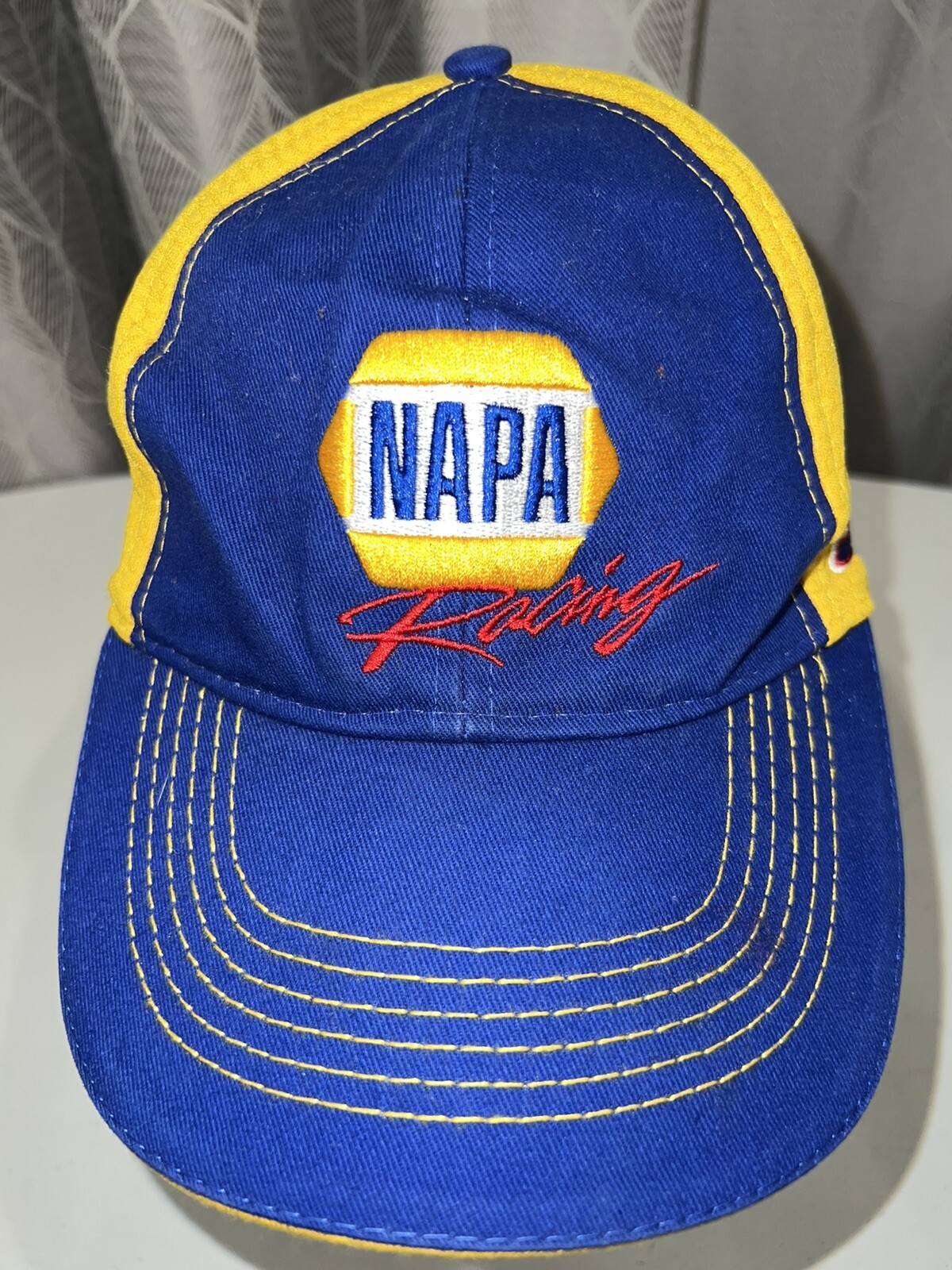 NAPA Racing Blue and Yellow Hat Cap Hook Loop #9 Chase Elliot Signature stitched