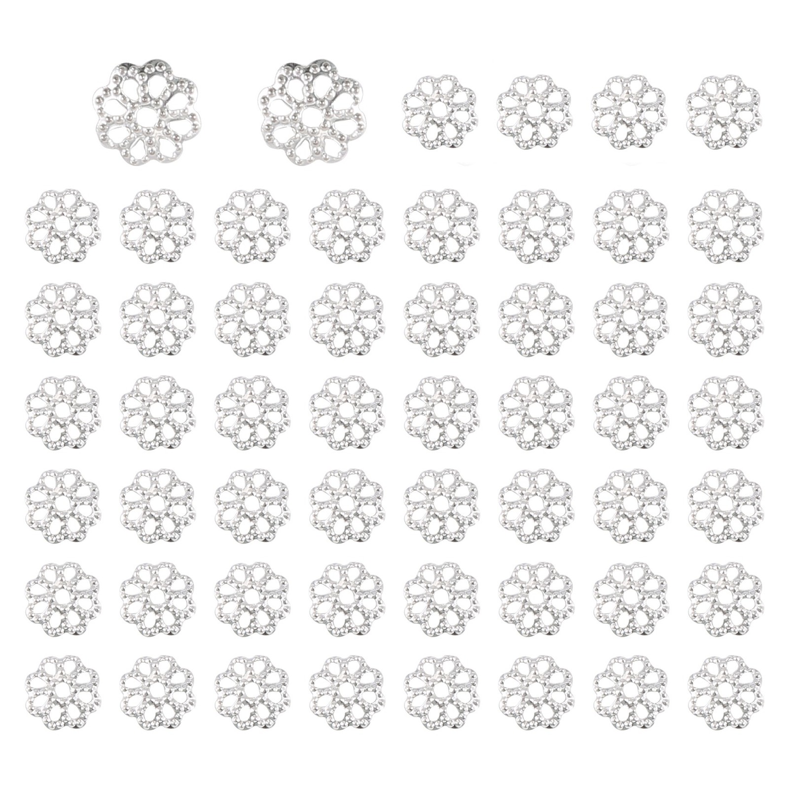 Beautiful Bead 6mm Silver Tone Flower Bead Caps for Jewelry Making (About5069