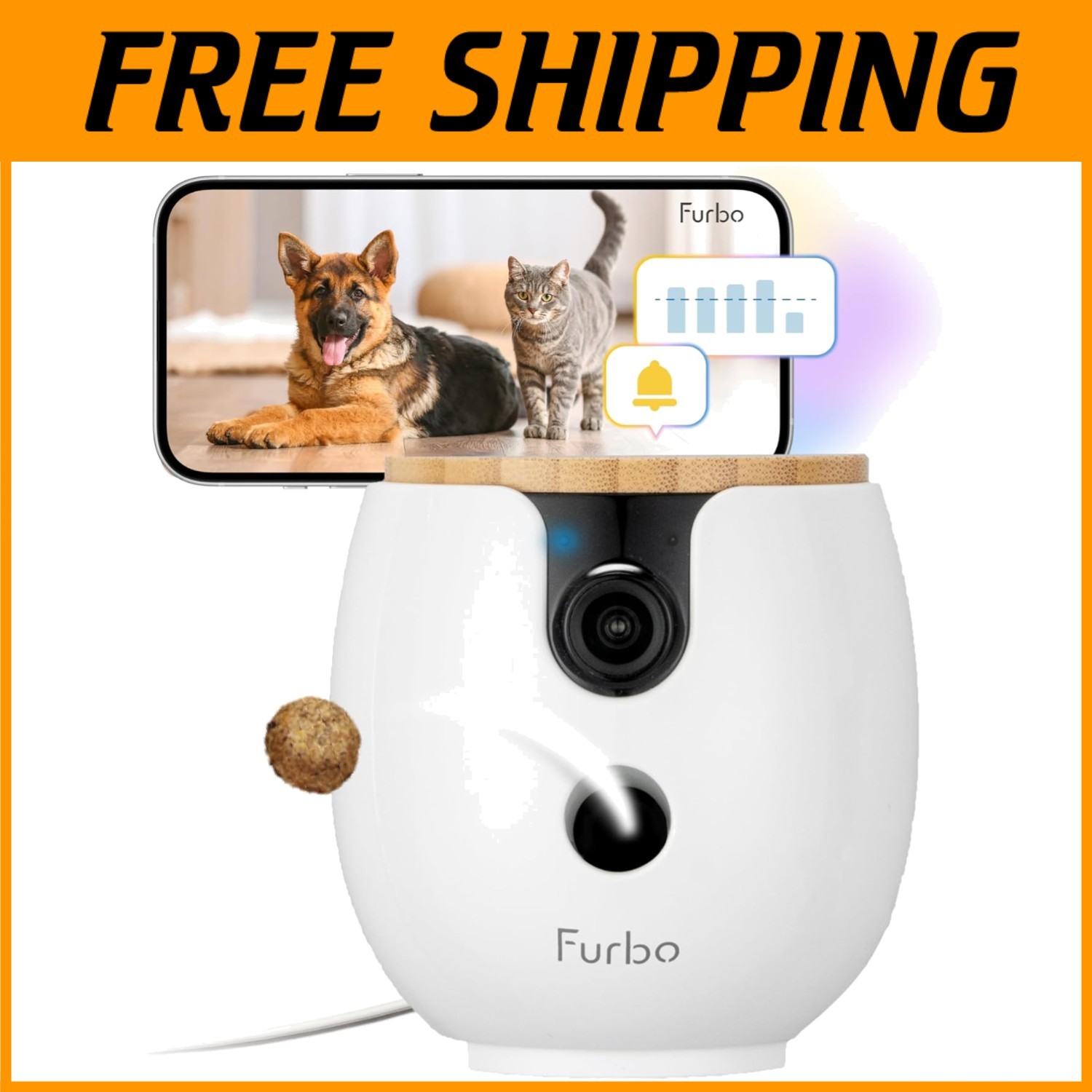 Mini 360° 2K QHD Pet Camera - Dog & Cat Safety Alerts