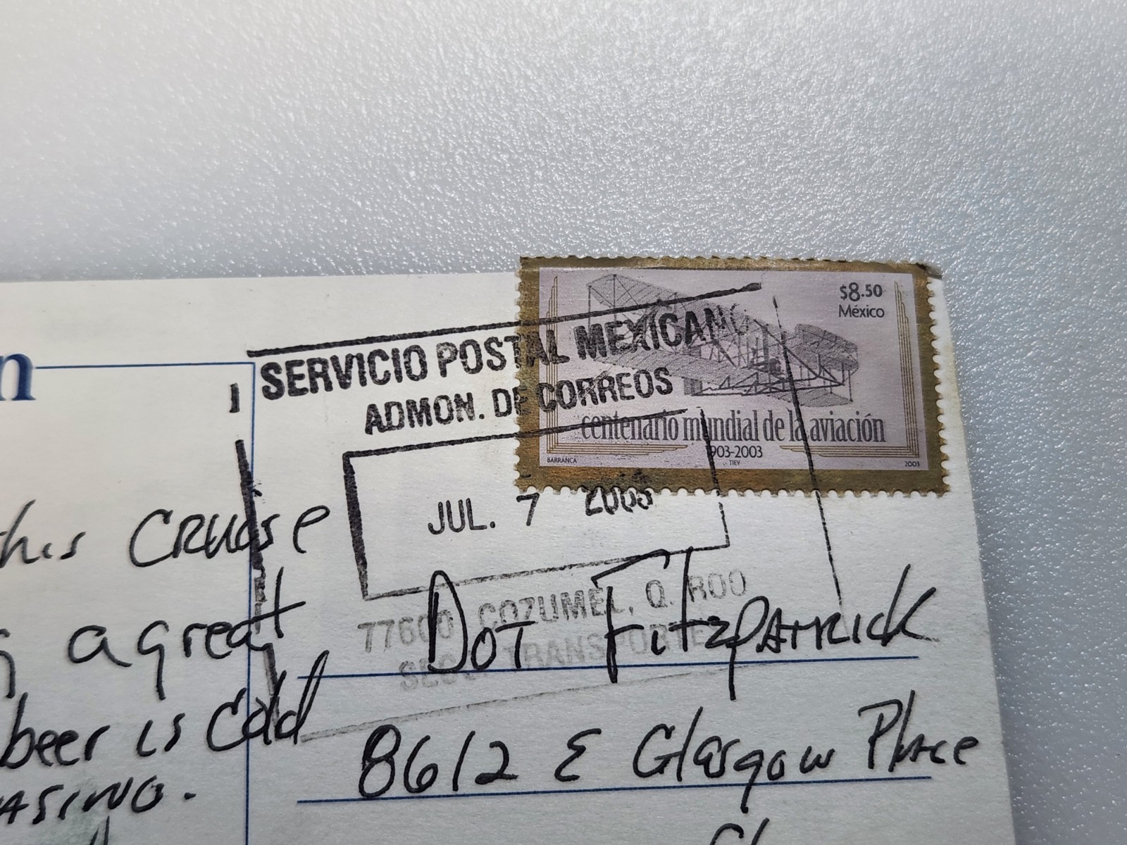 Mexico Stamp Vtg Postcard Posted Carnival Cruise Sensation Ship