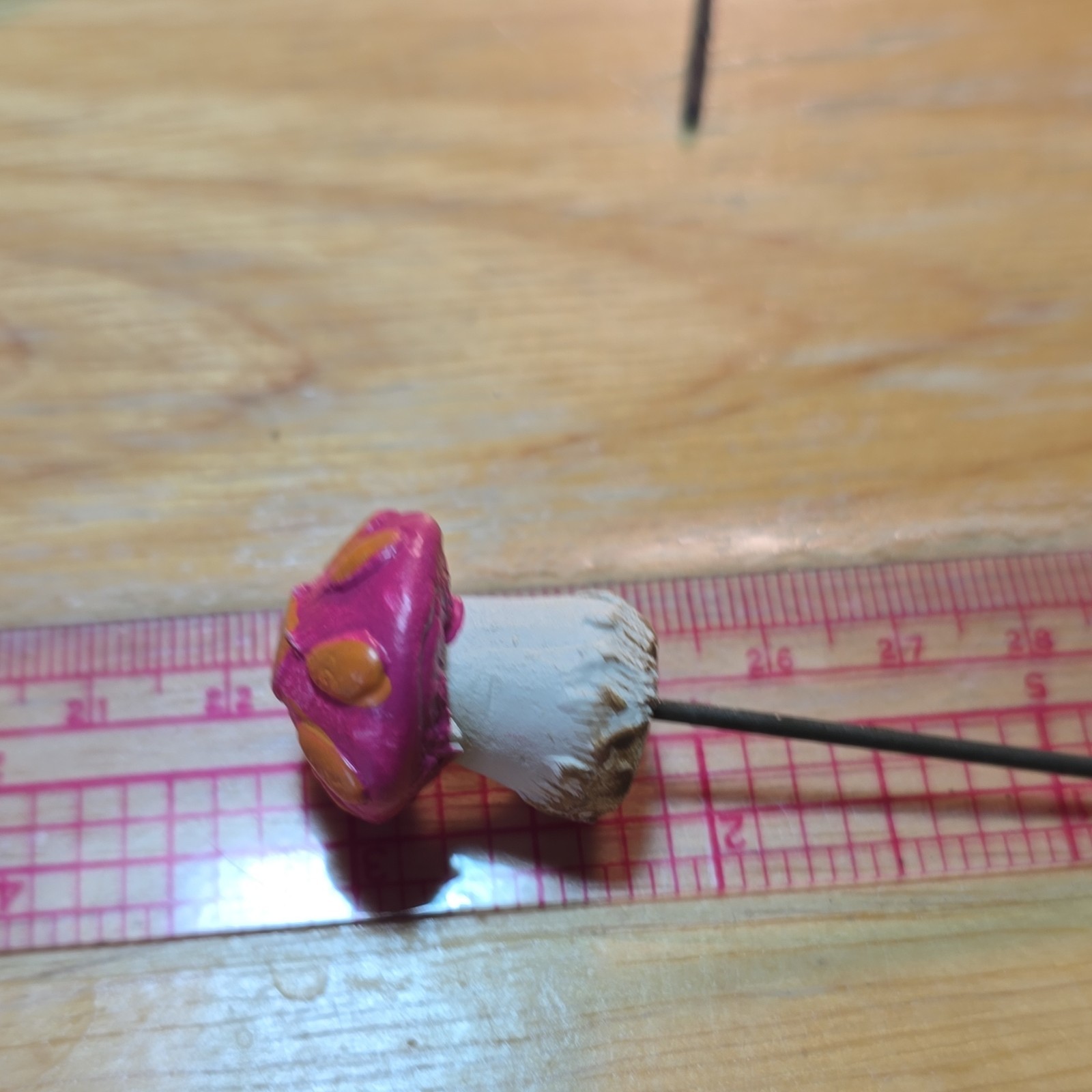  Painted Ceramic Mushroom-Shaped fairy garden Collectible Pink Orange