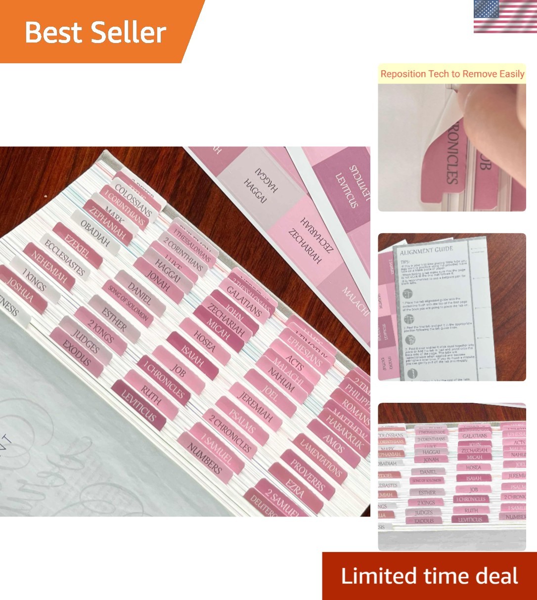 Personalized Laminated Bible Tabs – Repositionable Large Print Stickers