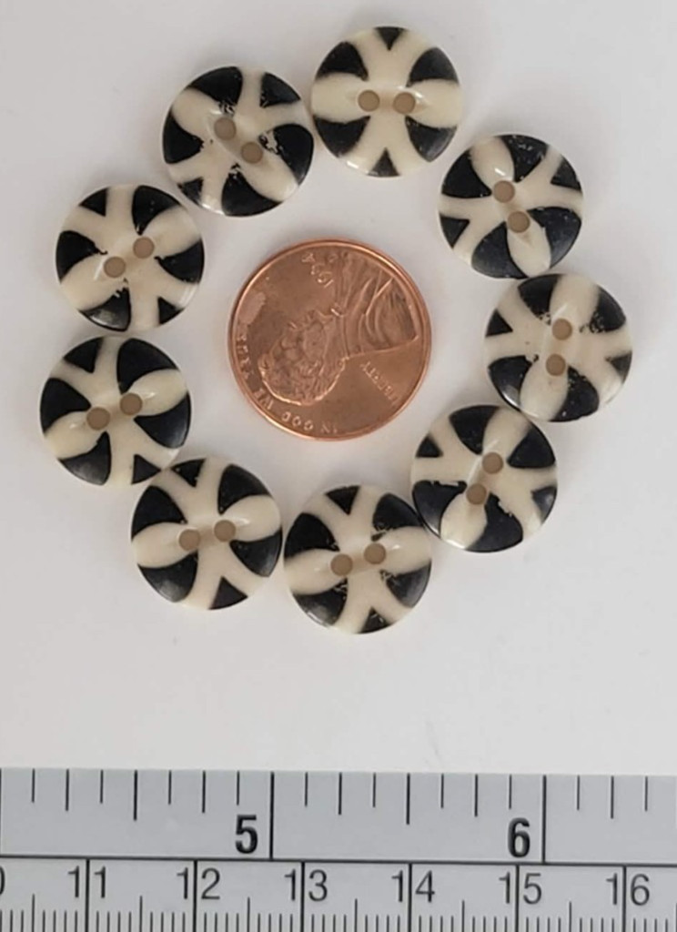 9 ANTIQUE #28 CHINA STENCIL buttons--BLACK-- MEDIUM