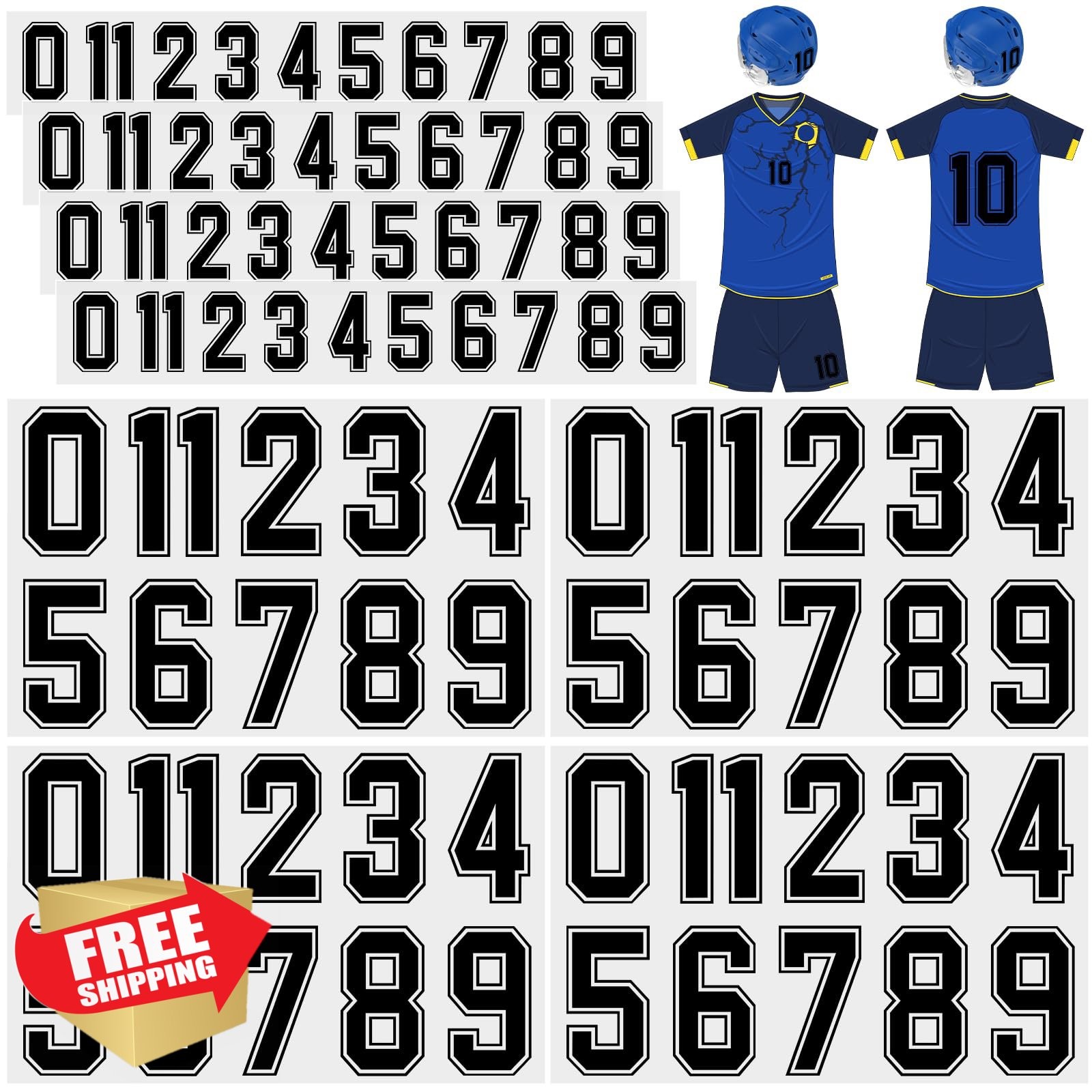 Glenmal 88 Sheets Iron On Numbers 0-9 Jersey T-Shirt Heat Transfer Black