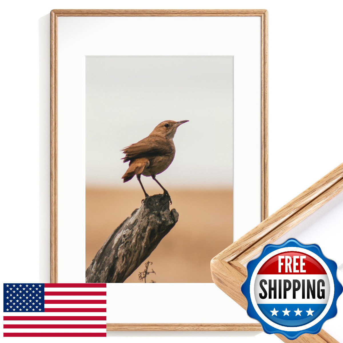 16x24 Poster Frame, Natural USA-Sourced Solid Oak Wood Picture Frame with High T