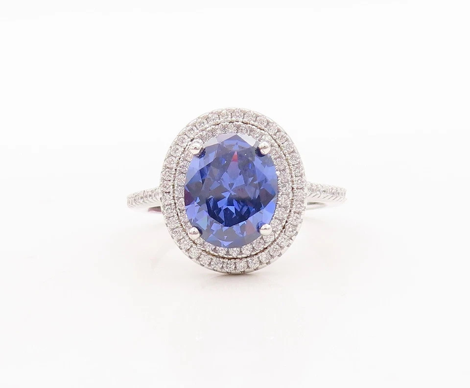 Lab Created Tanzanite W/ cz Accents Sterling Silver Ring Size 7