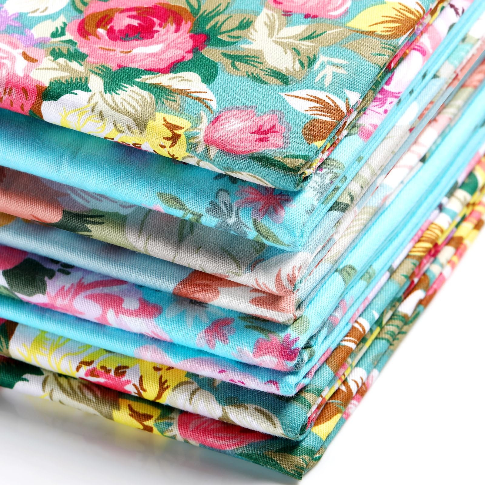 Boao 3pcs 36x62" Vintage Floral Cotton Fabric Rose Pattern Quilting DIY