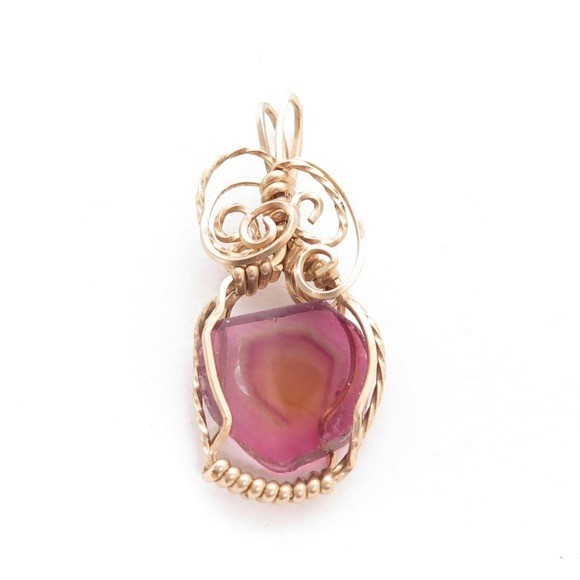 Handcrafted Gold filled Wire Purple Glass Pendant